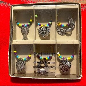 PIER 1 IMPORTS Drink Charms Silver Toned Beaded New in Box